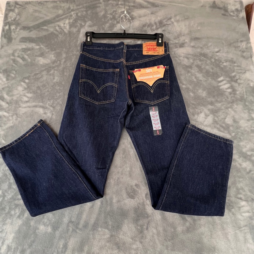 Levis 501 Original Button Fly Jeans 32x32 Indigo Rinse Vintage 2003 NOS